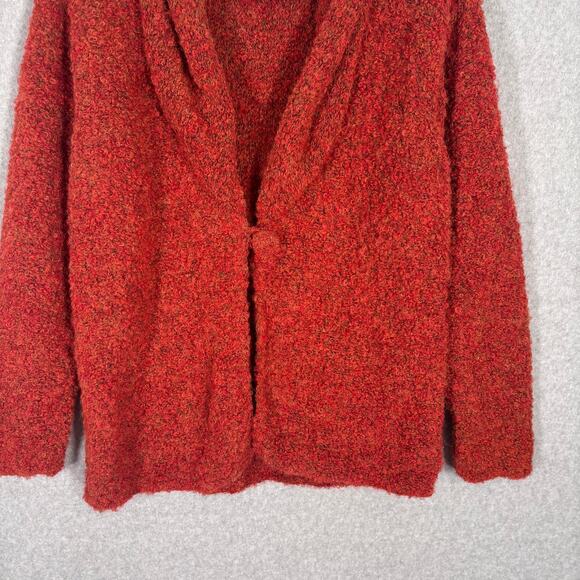 Tabask Shawl Cardigan Sweater Medium Alpaca Wool Nubby Fuzzy Artsy‎ Boiled Rust - Picture 3 of 9